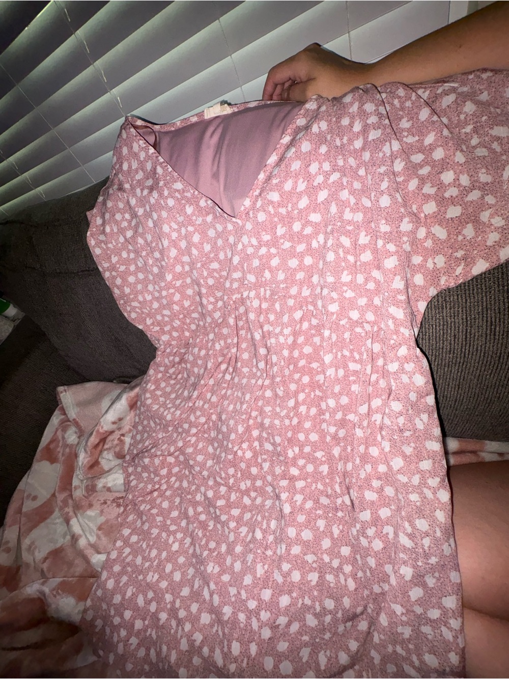 entro Pink Printed Midi Dress with V-Neck